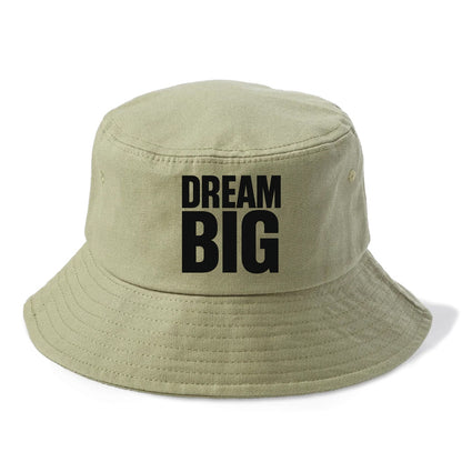Bold typography design - "DREAM BIG" - ambitious goals, no limits - Bucket Hat - Army Green