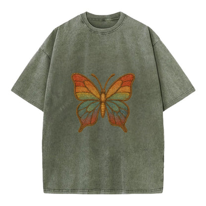 Butterfly Transformation  - Vintage T-shirt - Army Green