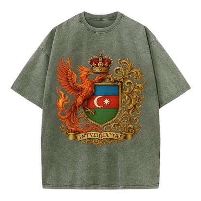Azerbaijan Fire Phoenix Emblem  - Vintage T-shirt - Army Green