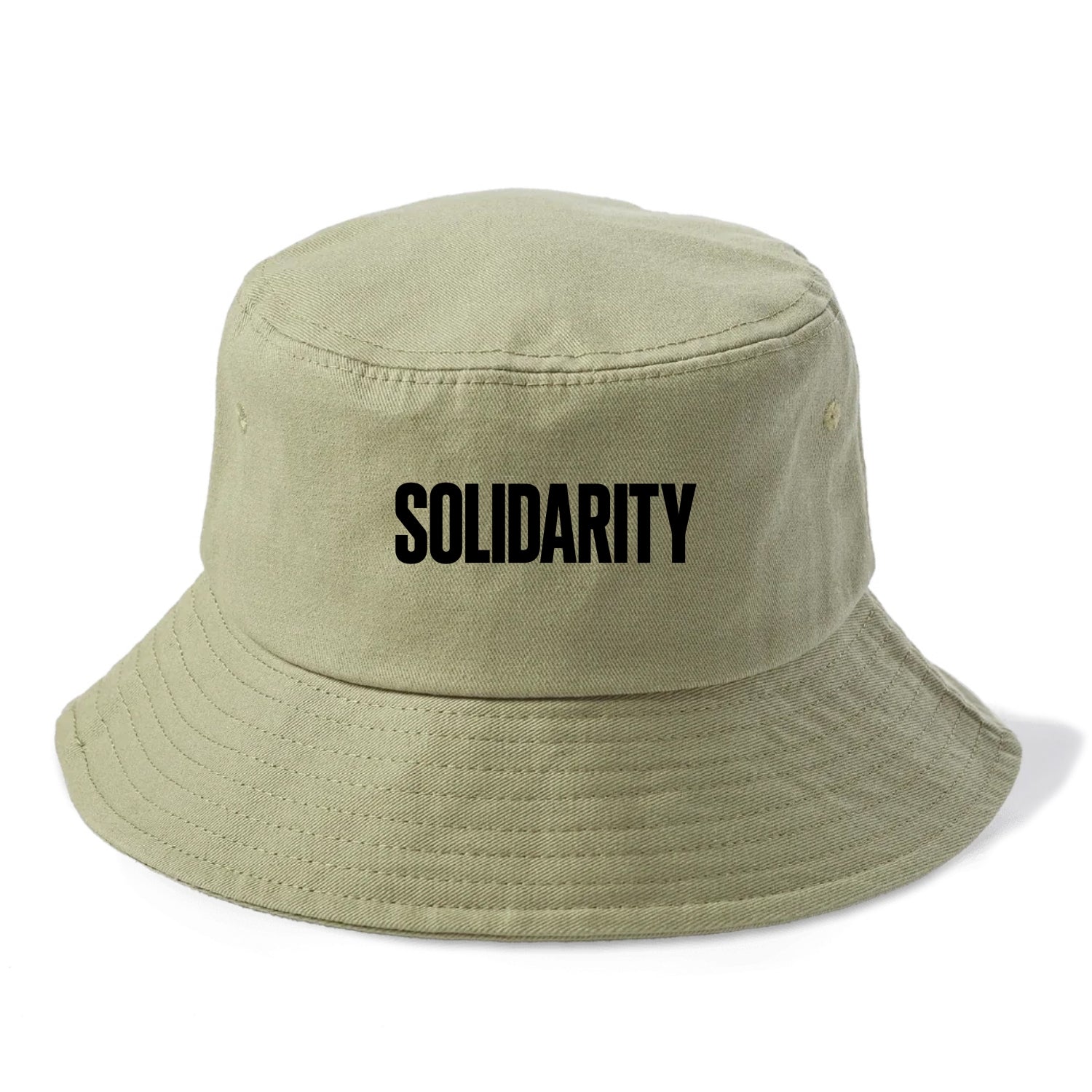 Bold typography design - "SOLIDARITY" - standing together, support - Bucket Hat - Army Green