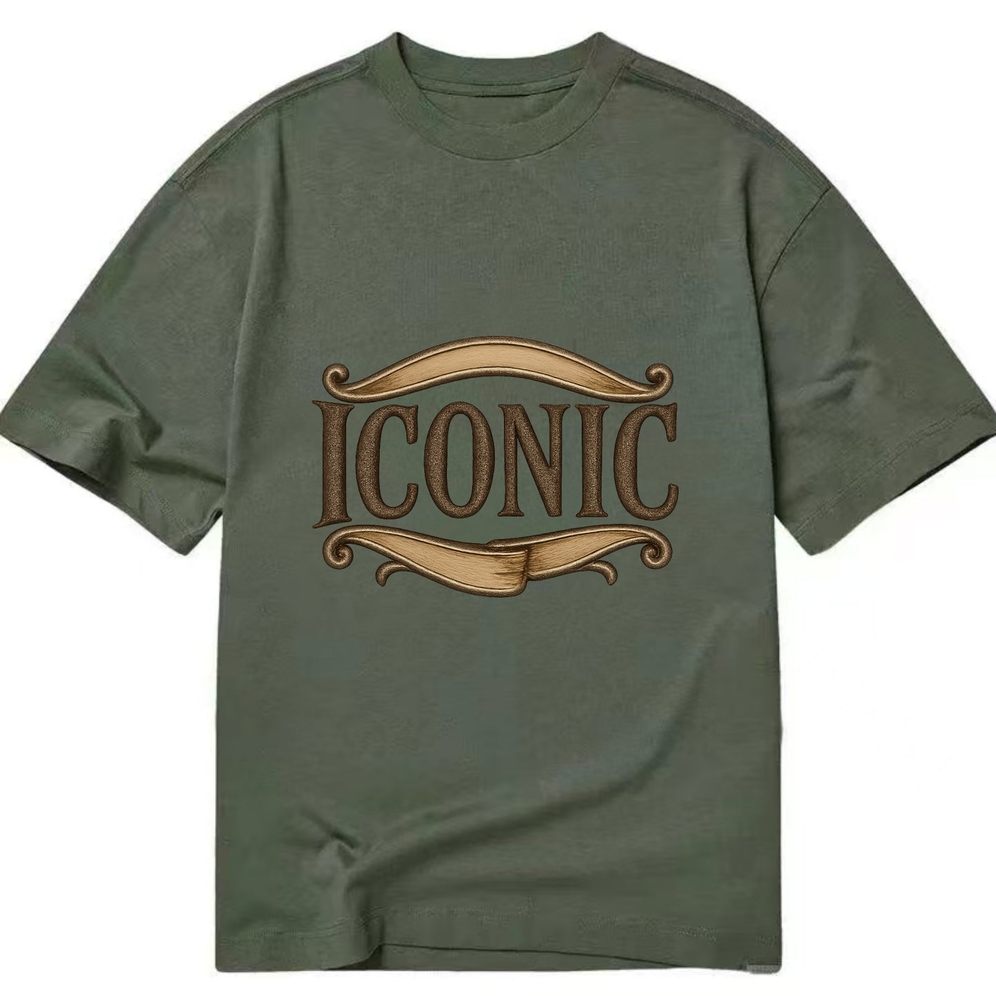 Bold typography design - "ICONIC" - instantly recognizable, trendsetter - Classic T-shirt - Army Green