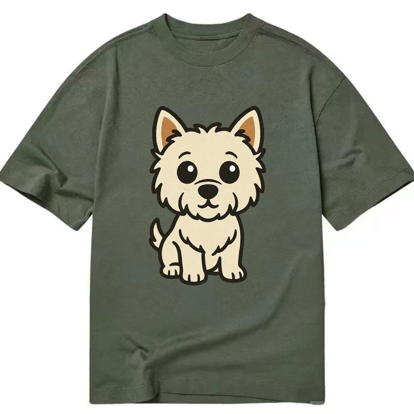West Highland White Terrier - Alert standing pose - Classic T-shirt - Army Green
