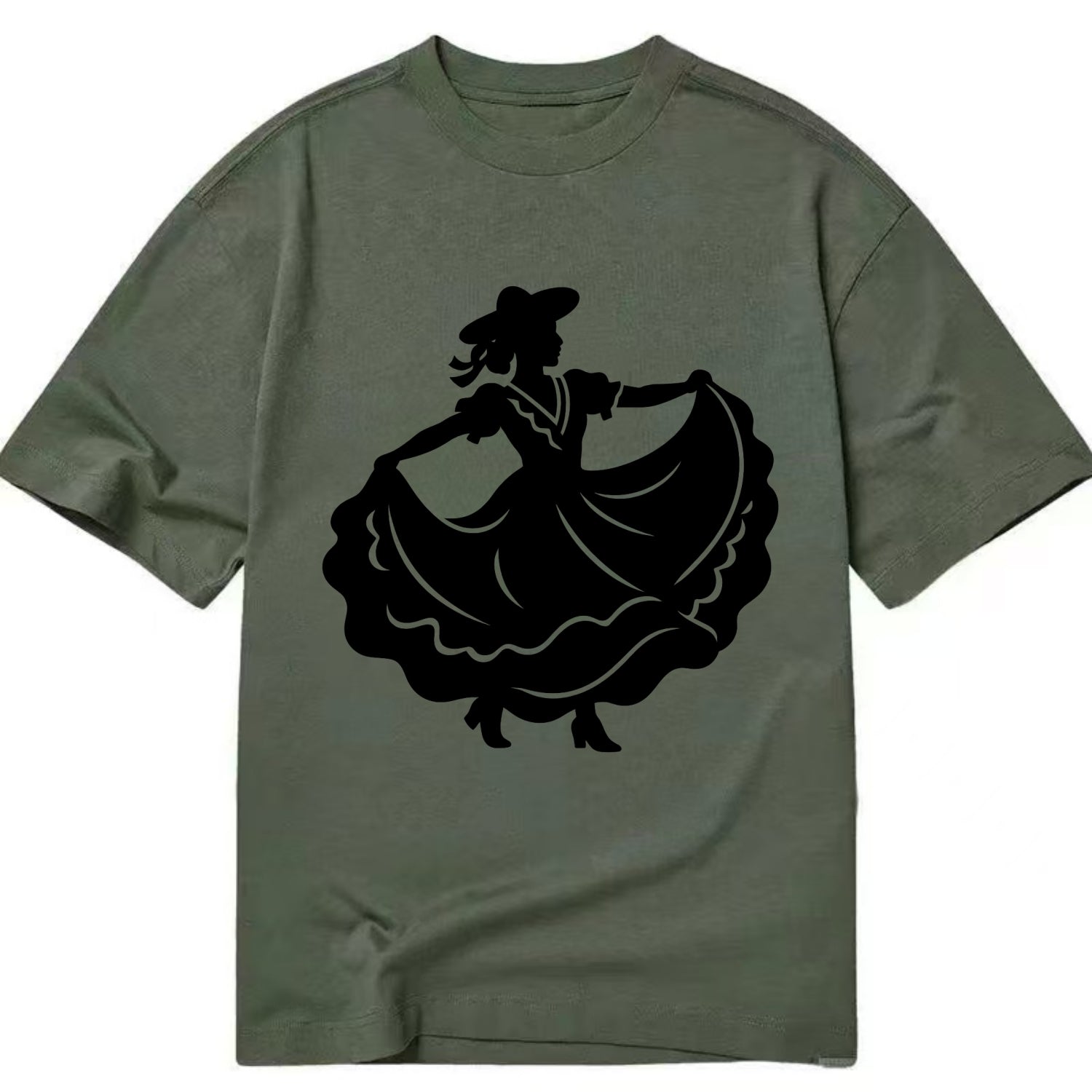 Mexican folk dancer twirling skirt - Classic T-shirt - Army Green