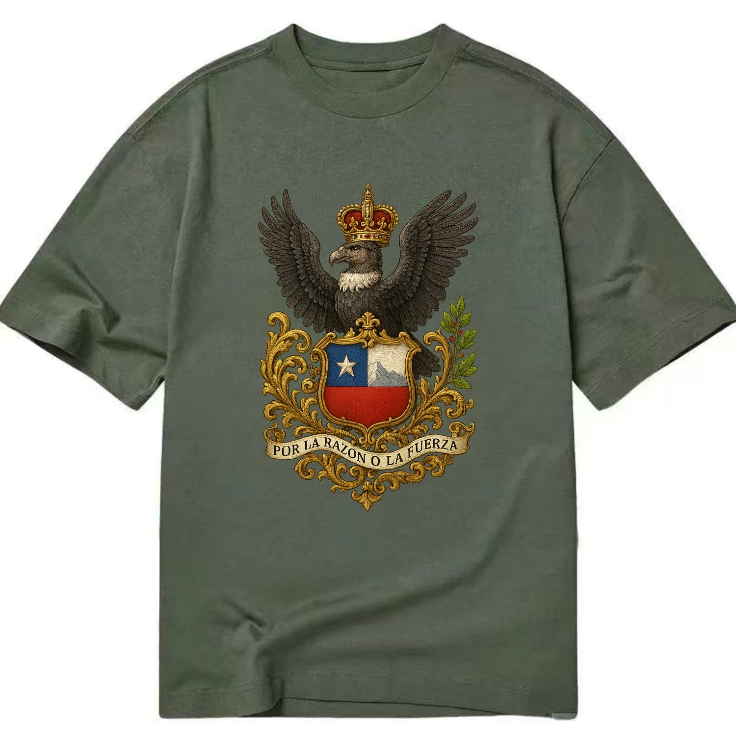 Chile Andean Condor Emblem  - Classic T-shirt - Army Green