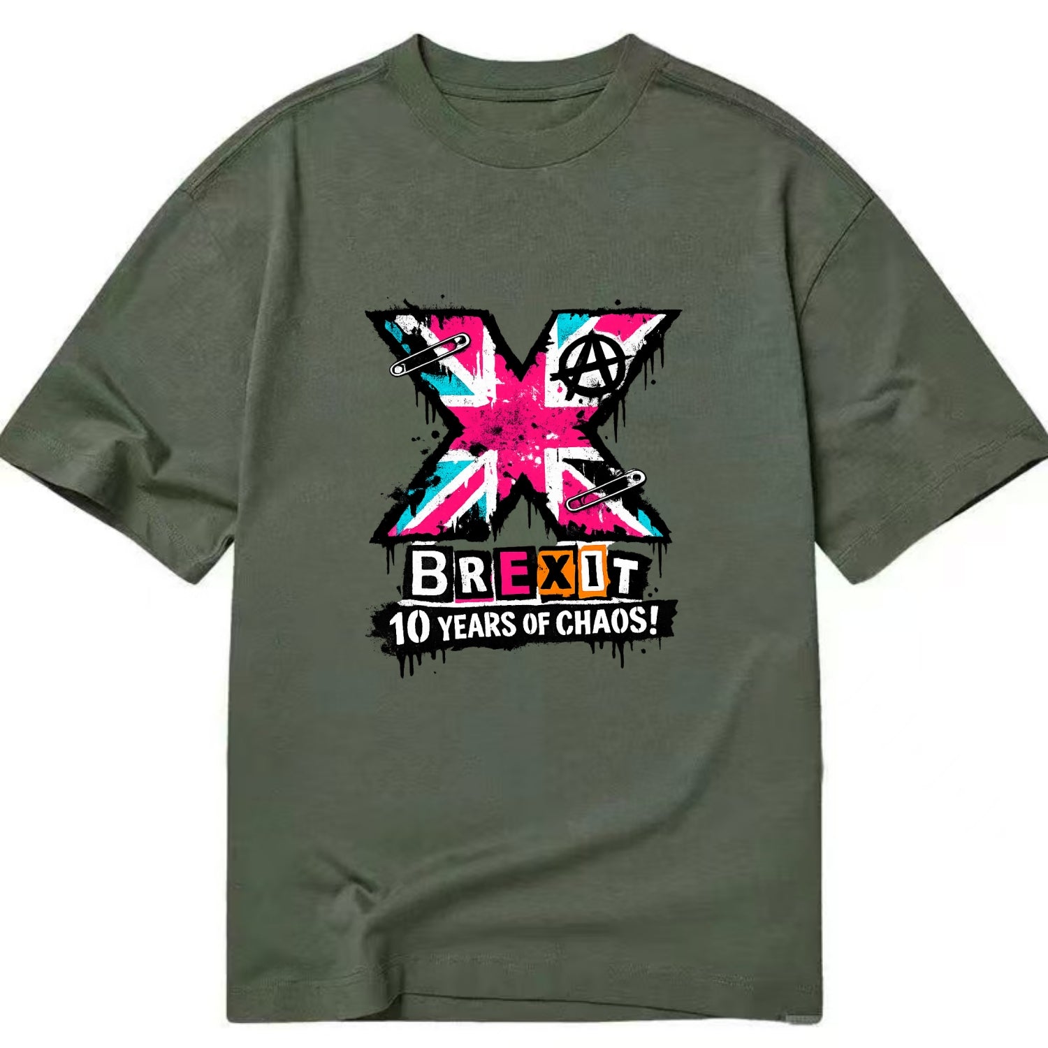 X YEARS | Roman numeral X massive | Union Jack fill pattern | Bold statement - Classic T-shirt - Army Green