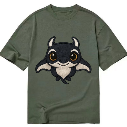 Baby Manta Ray - dark with white markings, cephalic fins, gentle eyes, - Classic T-shirt - Army Green