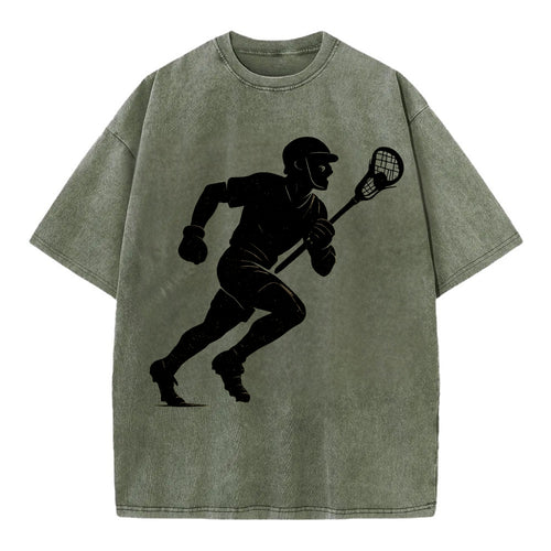 Lacrosse player cradling and running - Vintage T-shirt
