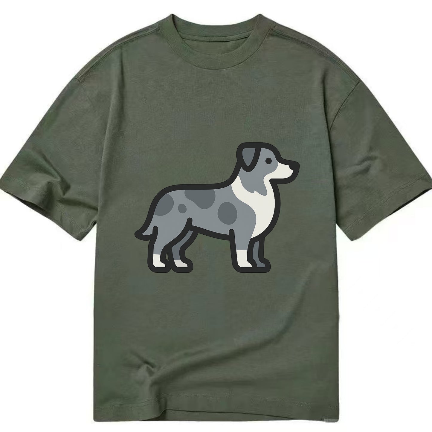 Australian Shepherd - Blue merle flat side profile - Classic T-shirt - Army Green