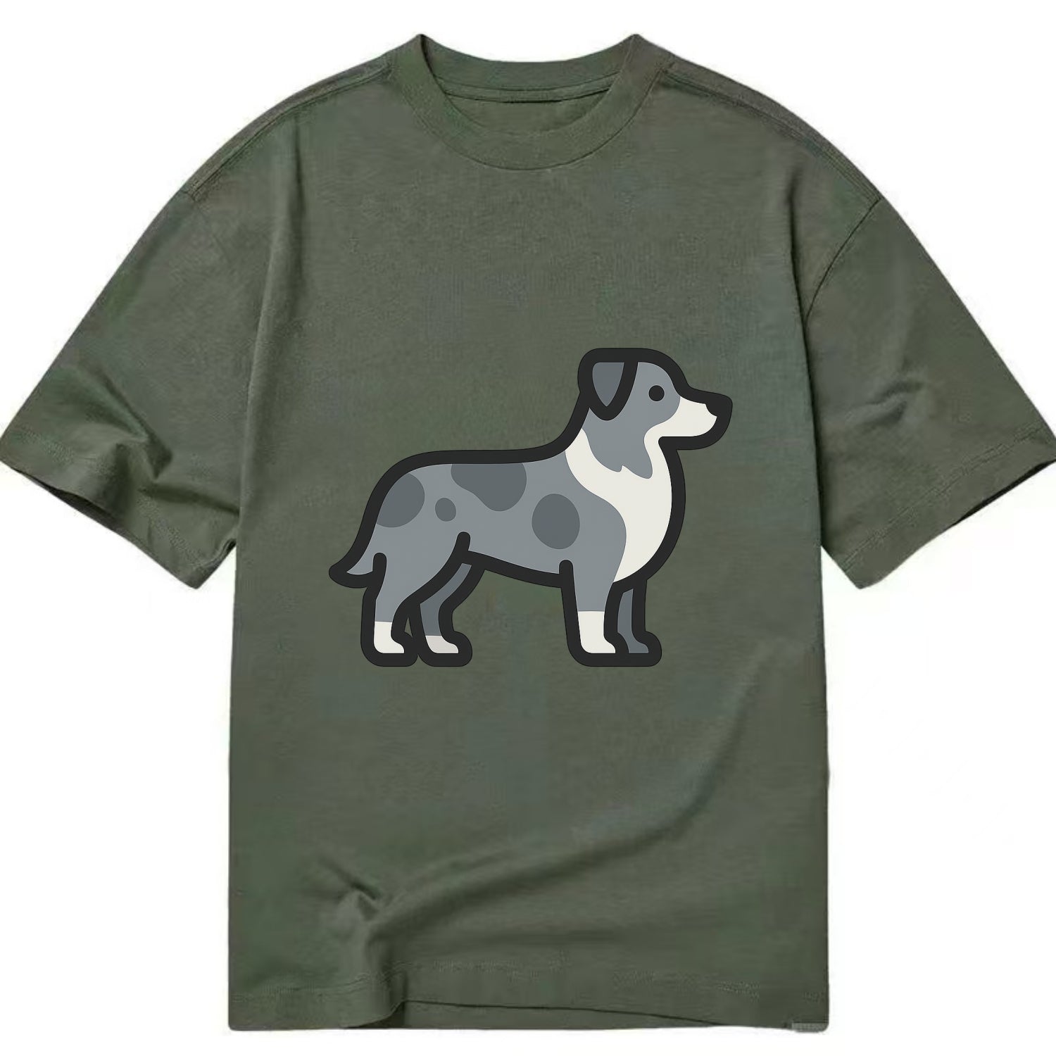 Australian Shepherd - Blue merle flat side profile - Classic T-shirt - Army Green