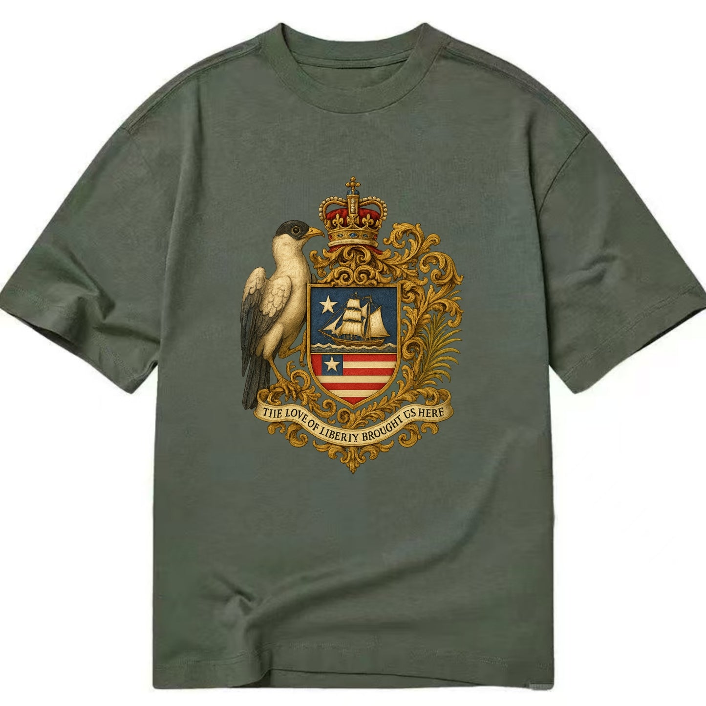 Liberia Pepper Bird Emblem  - Classic T-shirt - Army Green