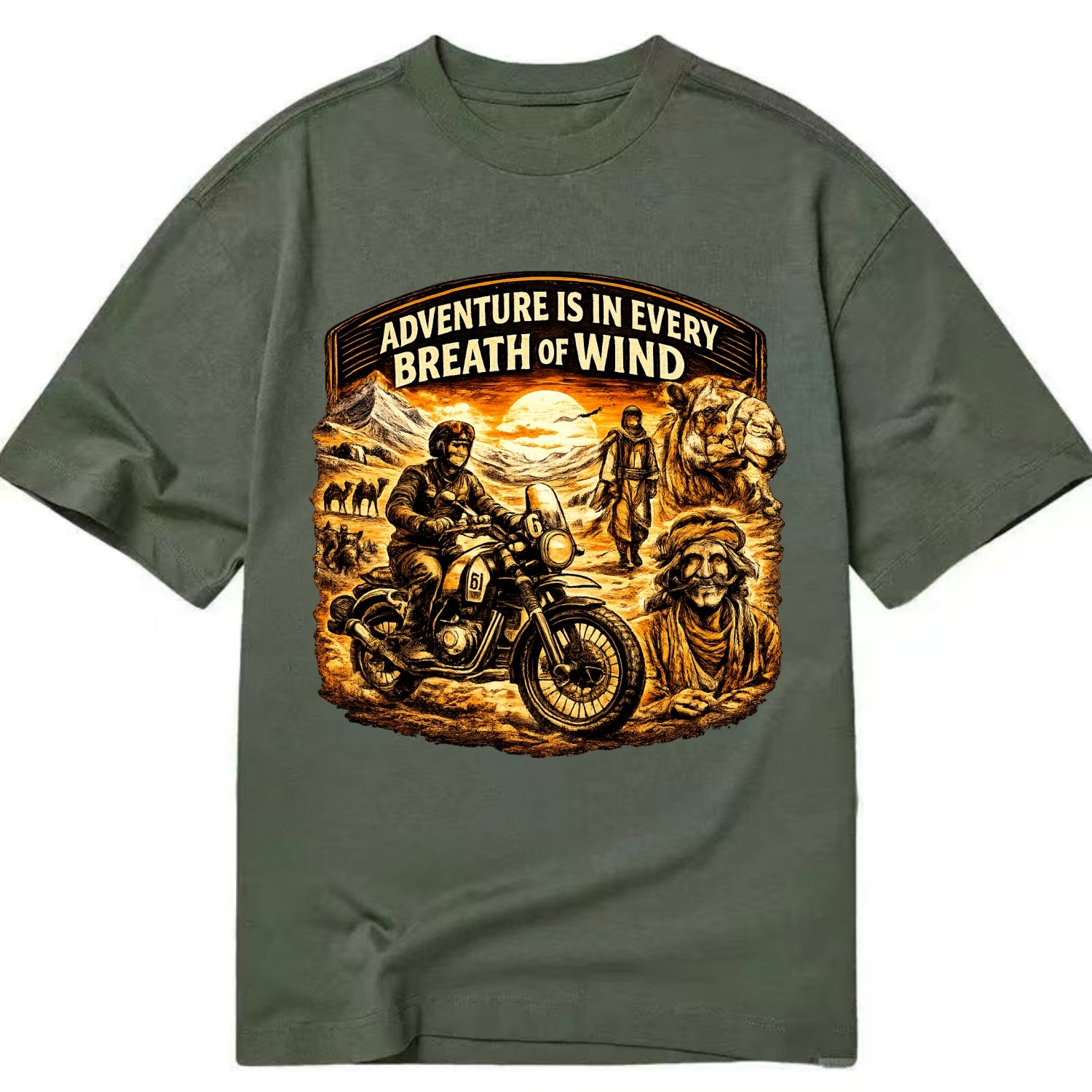 Adventure Vintage Rides - Classic T-shirt - Army Green