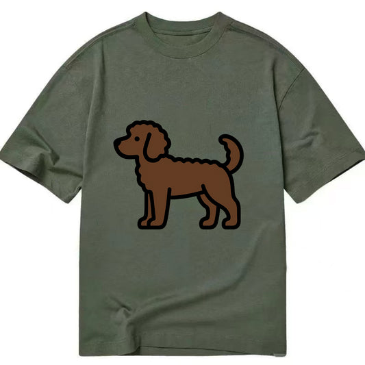 Labradoodle - Chocolate curly flat side profile - Classic T-shirt - Army Green