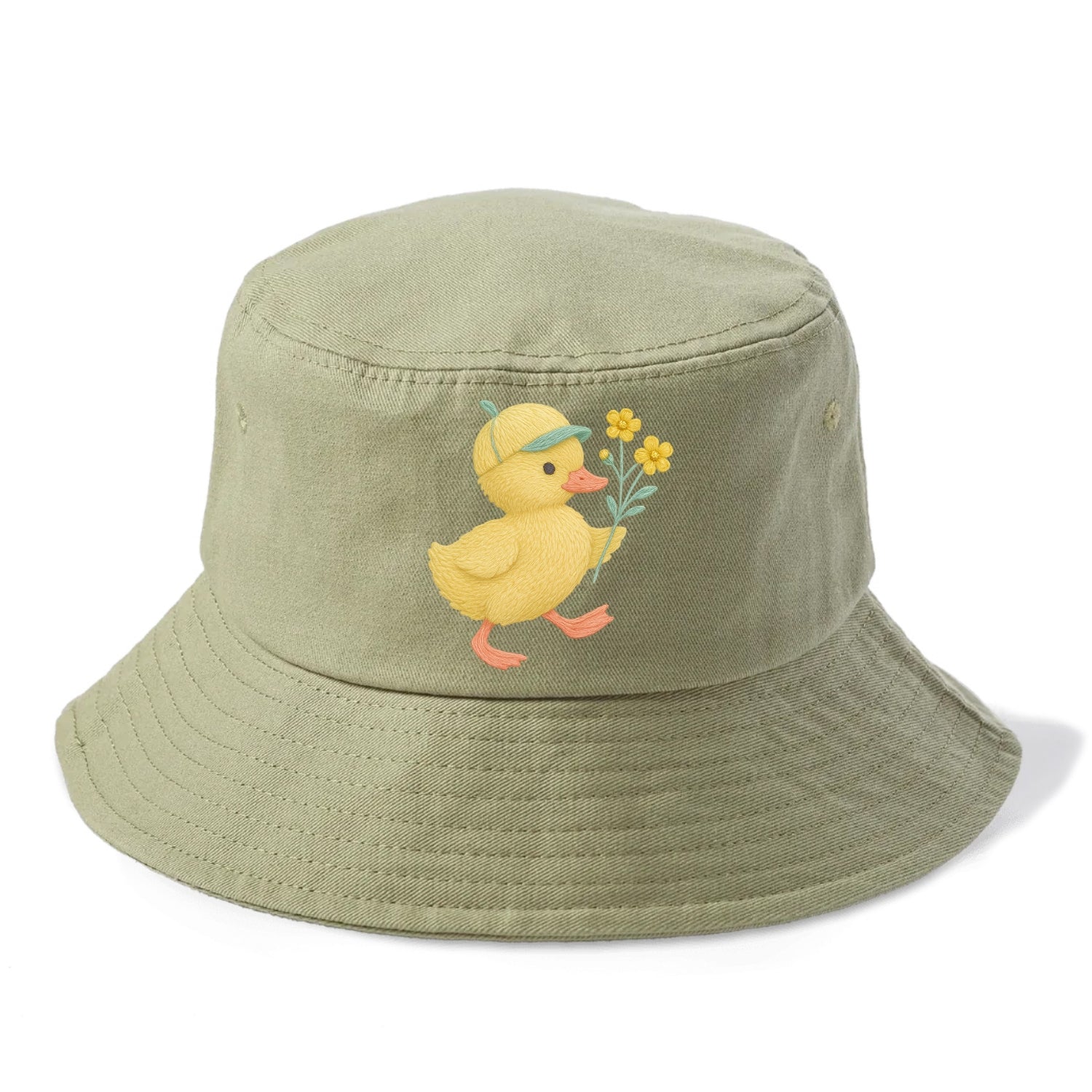 Yellow Duckling - Bucket Hat - Army Green
