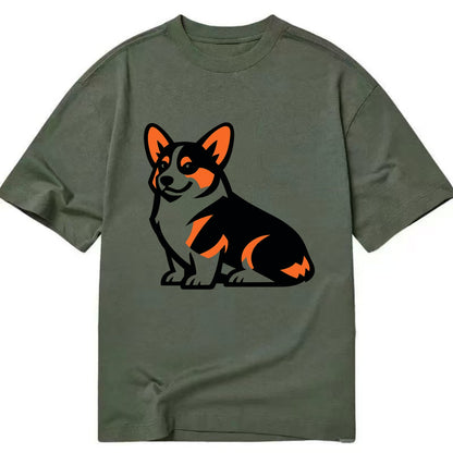 Tricolor Corgi Charm - Classic T-shirt - Army Green