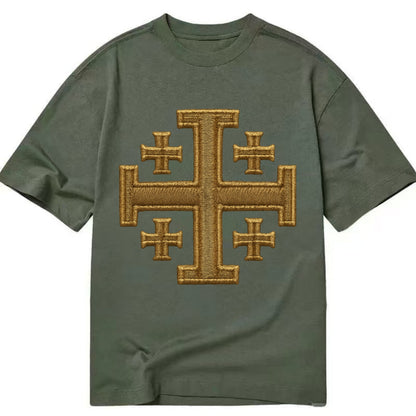 Jerusalem Cross  - Classic T-shirt - Army Green