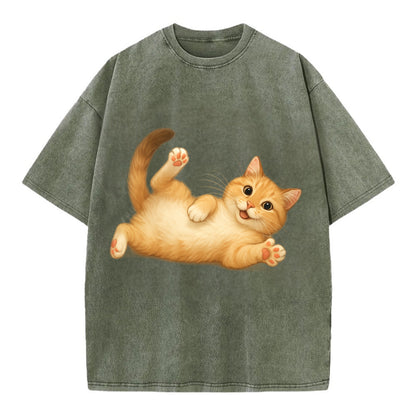 Therapy Cat  - Vintage T-shirt - Army Green