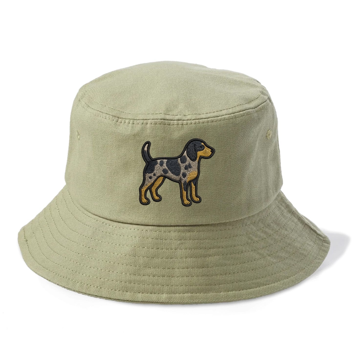Bluetick Coonhound - Trendy spotted hound logo with prominent black border - Bucket Hat - Army Green