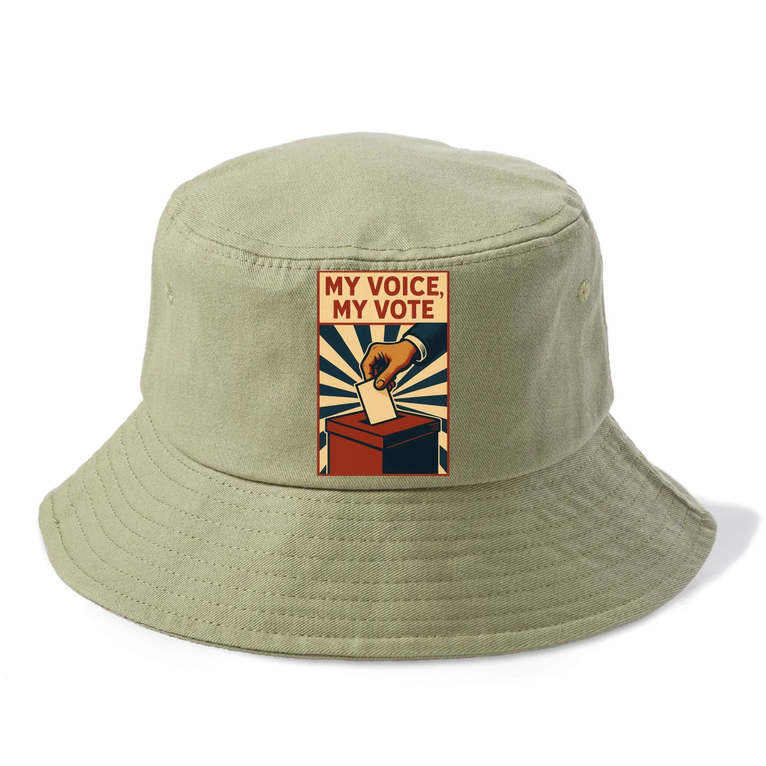 Hand dropping ballot into box with determination - "My Voice, My Vote" - individual - Bucket Hat - Army Green