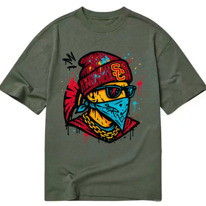 Los Angeles Trojan wearing USC beanie with SC patch - Classic T-shirt - Army Green