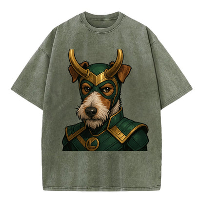 Fox Terrier Loki  - Vintage T-shirt - Army Green