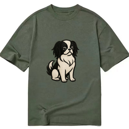 Japanese Chin - Black and white sitting Classic T-shirt - Army Green