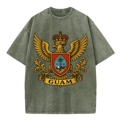 Guam Heritage Badge  - Vintage T-shirt - Army Green