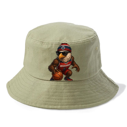 DC Eagle wearing Wizards red white and blue beanie with monument patch and wayfarer - Bucket Hat - Army Green