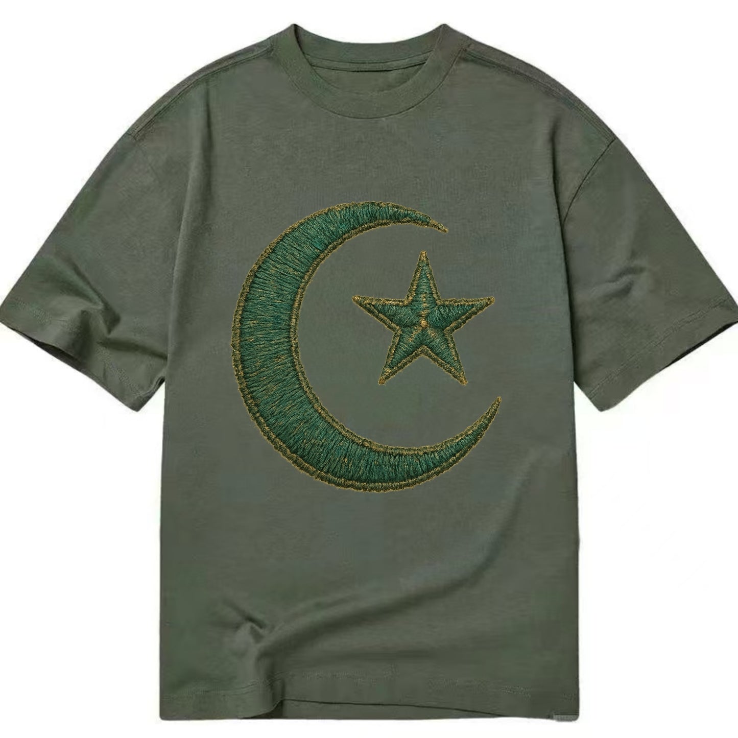 Crescent Moon and Star - Classic T-shirt - Army Green
