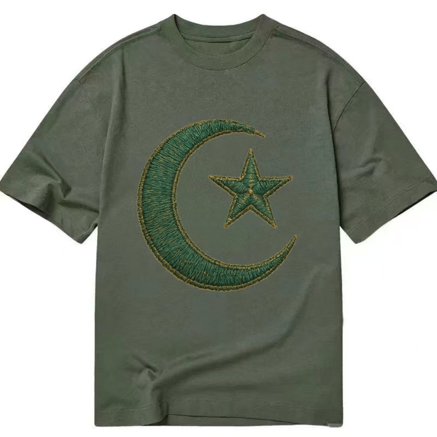 Crescent Moon and Star - Classic T-shirt - Army Green