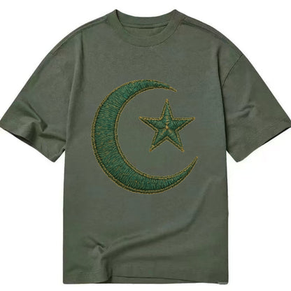 Crescent Moon and Star - Classic T-shirt - Army Green