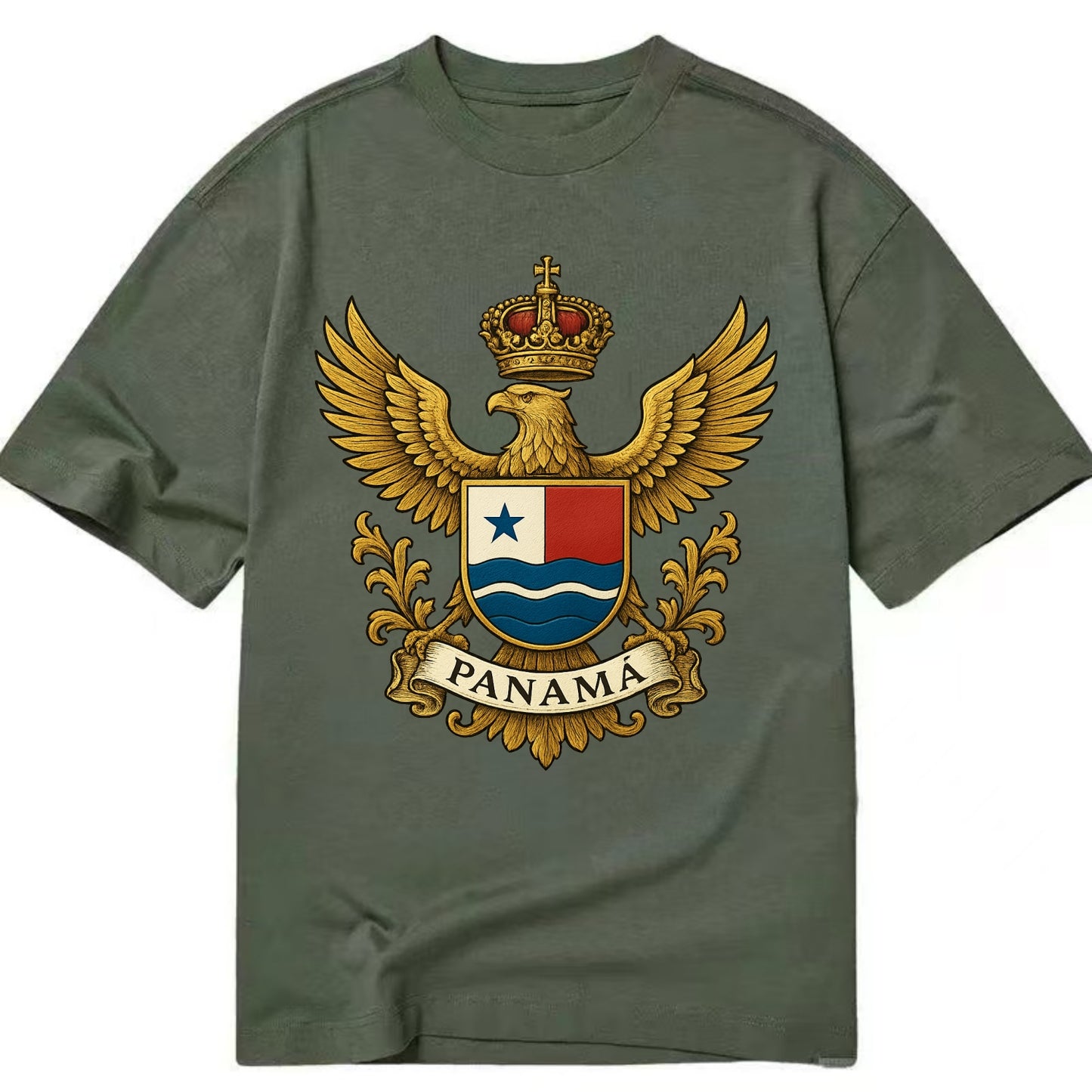 Panama Heritage Badge  - Classic T-shirt - Army Green
