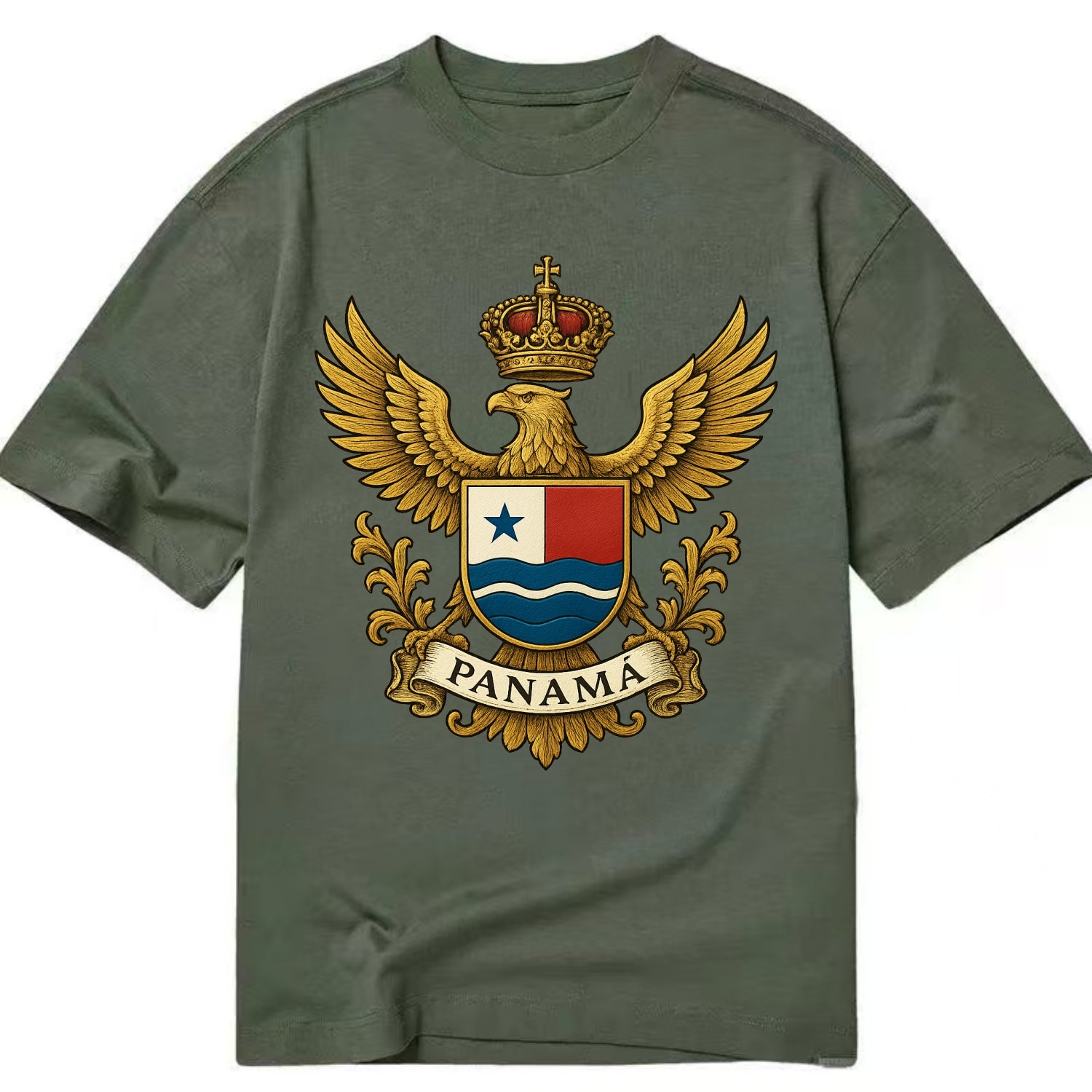 Panama Heritage Badge  - Classic T-shirt - Army Green