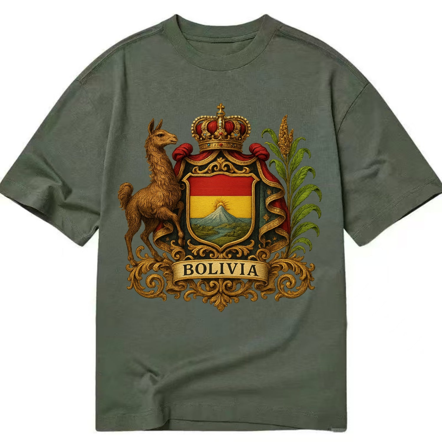 Bolivia Royal Logo  - Classic T-shirt - Army Green