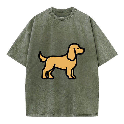 Cocker Spaniel - Golden colored flat side profile - Vintage T-shirt
