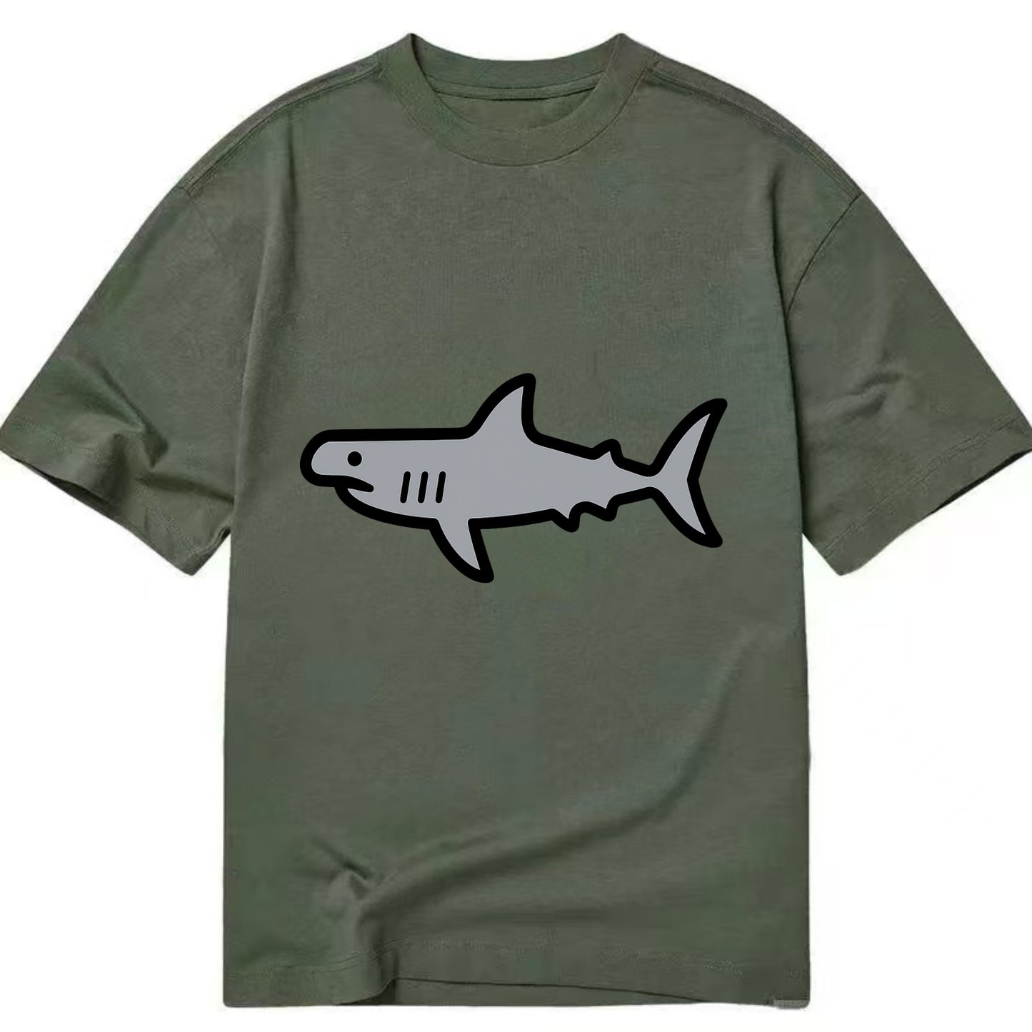 Hammerhead Shark - Gray distinctive head flat side profile - Classic T-shirt - Army Green