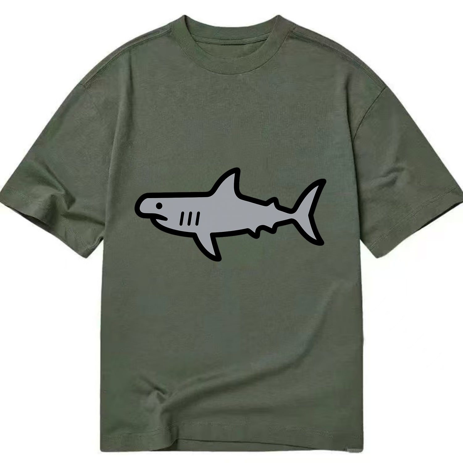 Hammerhead Shark - Gray distinctive head flat side profile - Classic T-shirt - Army Green
