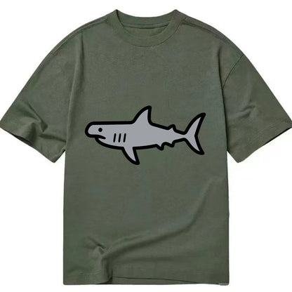 Hammerhead Shark - Gray distinctive head flat side profile - Classic T-shirt - Army Green