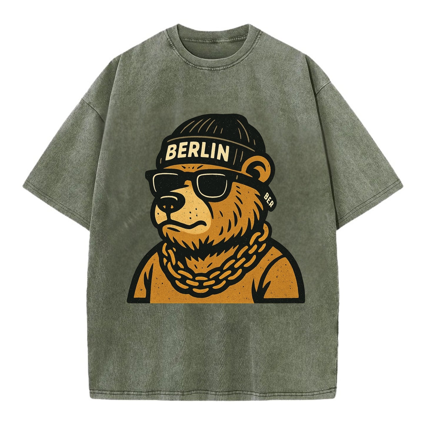 Berlin Bear - Vintage T-shirt - Army Green