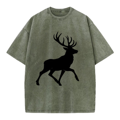 Deer with majestic antlers - Vintage T-shirt - Army Green