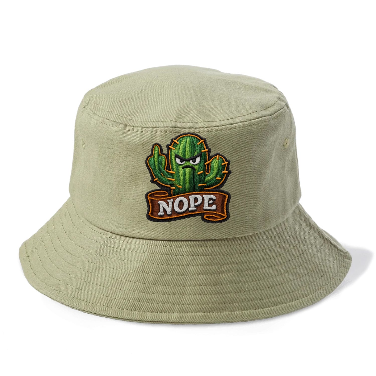 NOPE CACTUS - cactus with attitude in green , prickly personality - Bucket Hat - Army Green