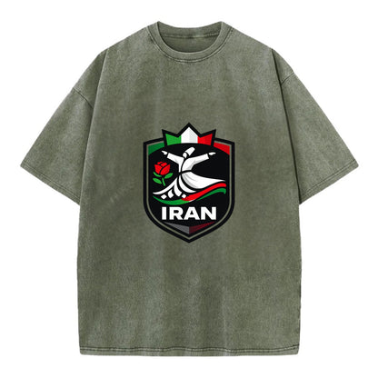Iran Rumi Poetry Badge - Vintage T-shirt - Army Green