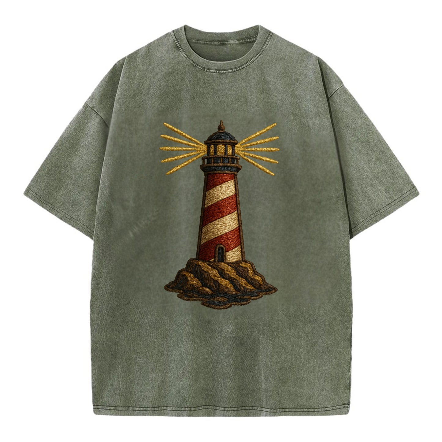 Lighthouse  - Vintage T-shirt - Army Green