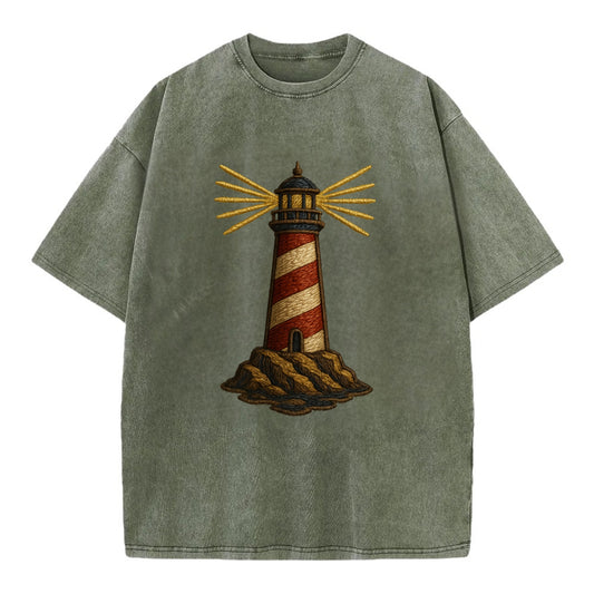 Lighthouse  - Vintage T-shirt - Army Green