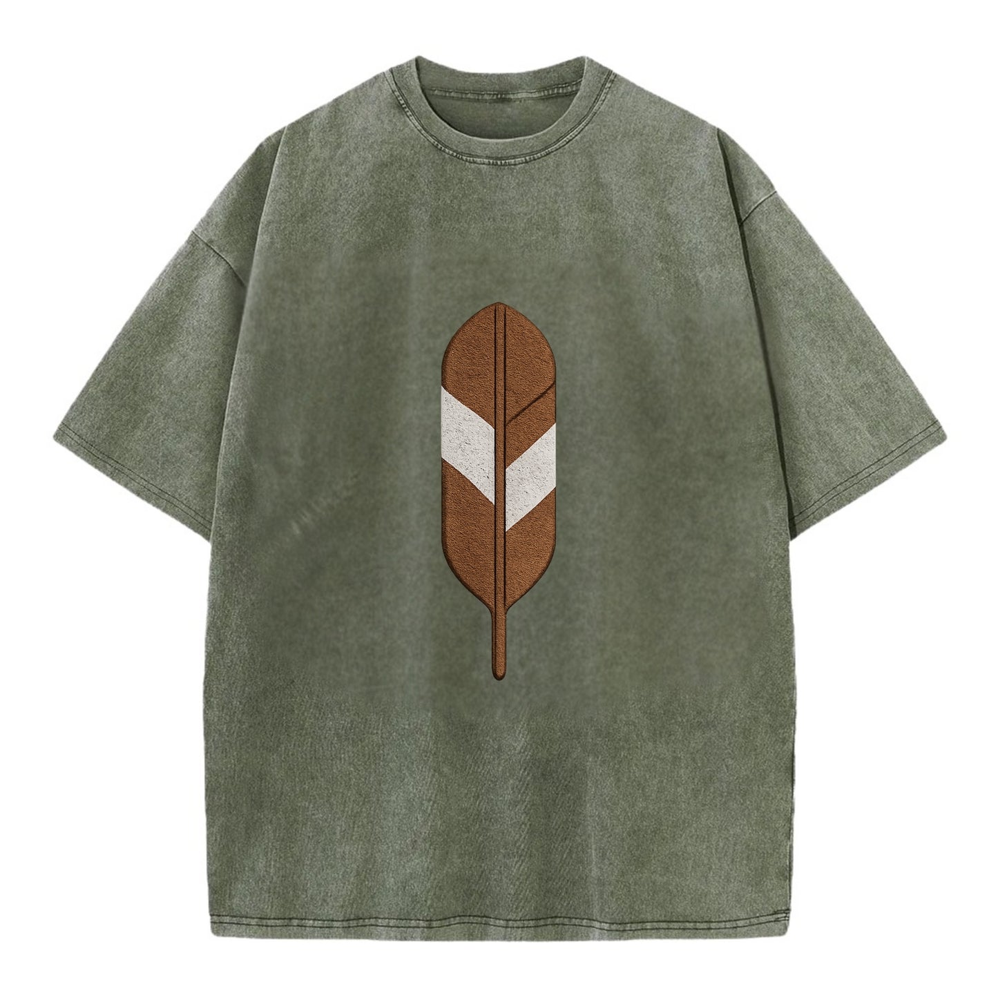Eagle Feather  - Vintage T-shirt - Army Green