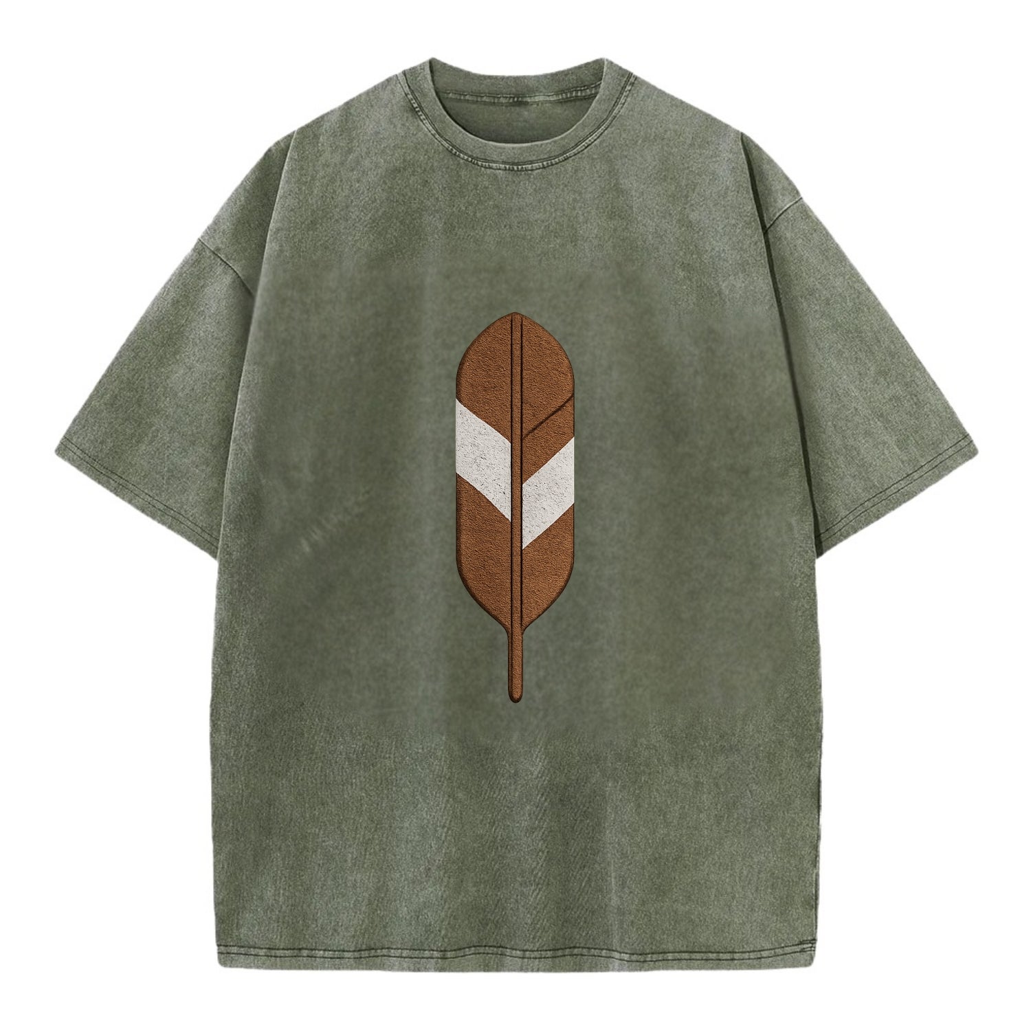 Eagle Feather  - Vintage T-shirt - Army Green