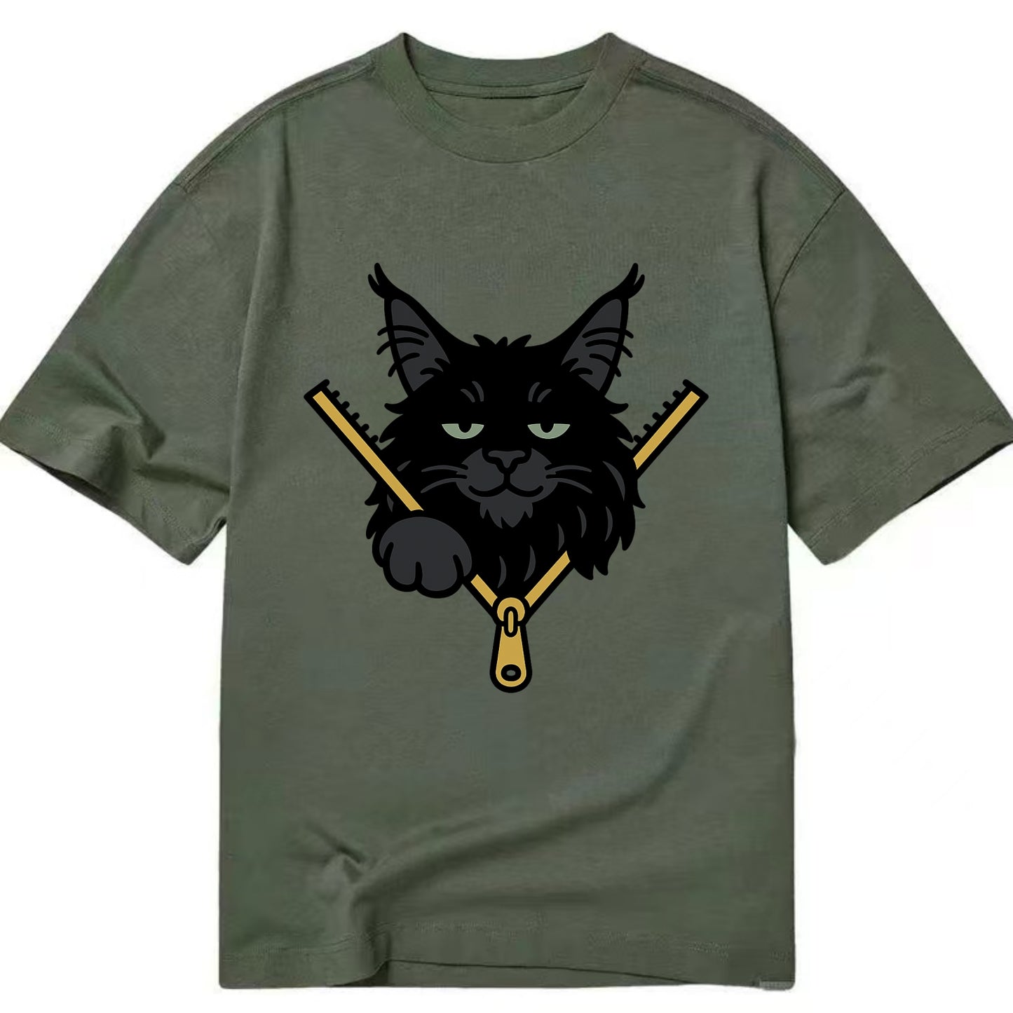 Black Maine Coon - Classic T-shirt - Army Green