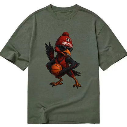 Houston Roadrunner wearing Rockets beanie with launch pad patch and wayfarer - Classic T-shirt - Army Green