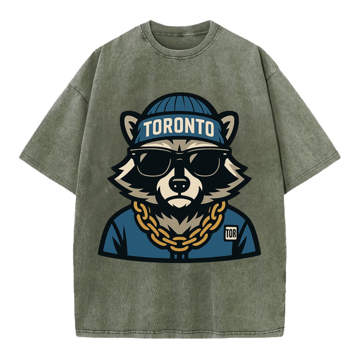 Toronto Raccoon - Vintage T-shirt - Army Green