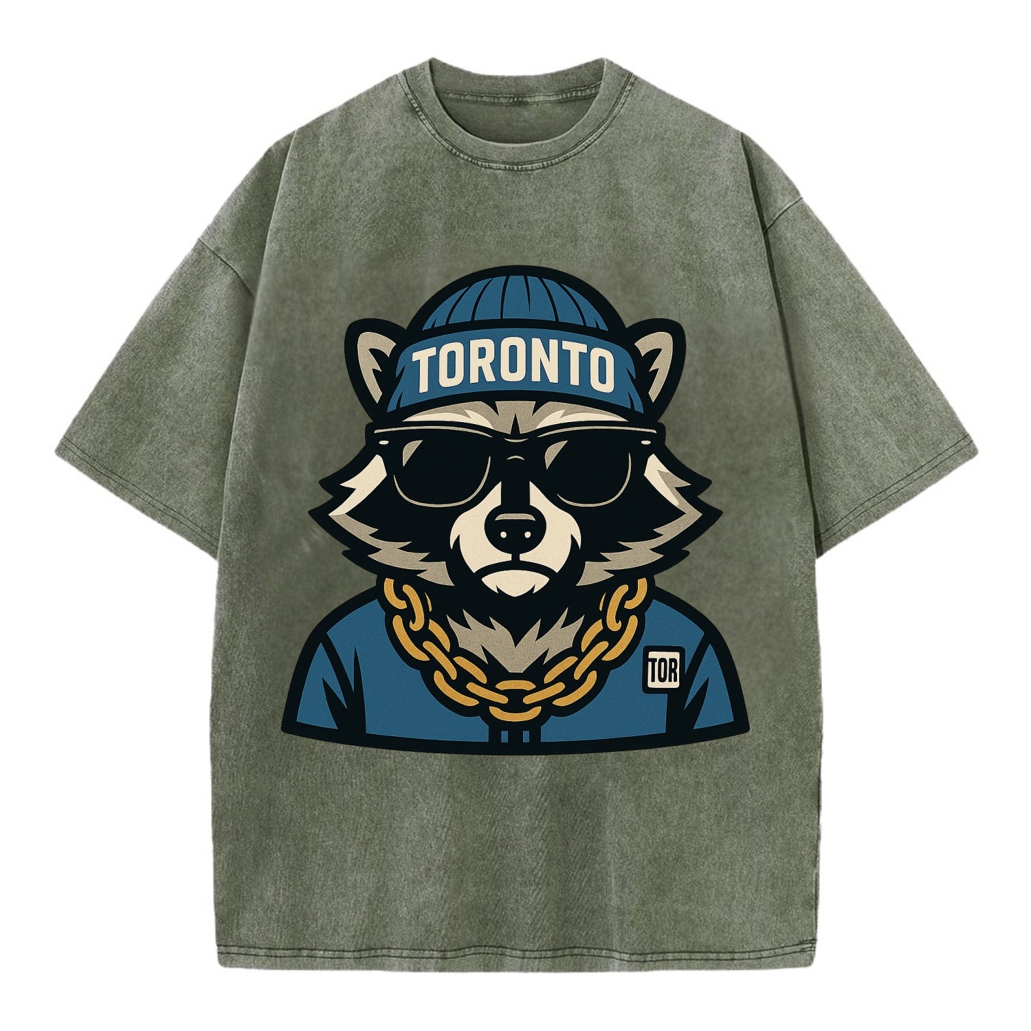 Toronto Raccoon - Vintage T-shirt - Army Green
