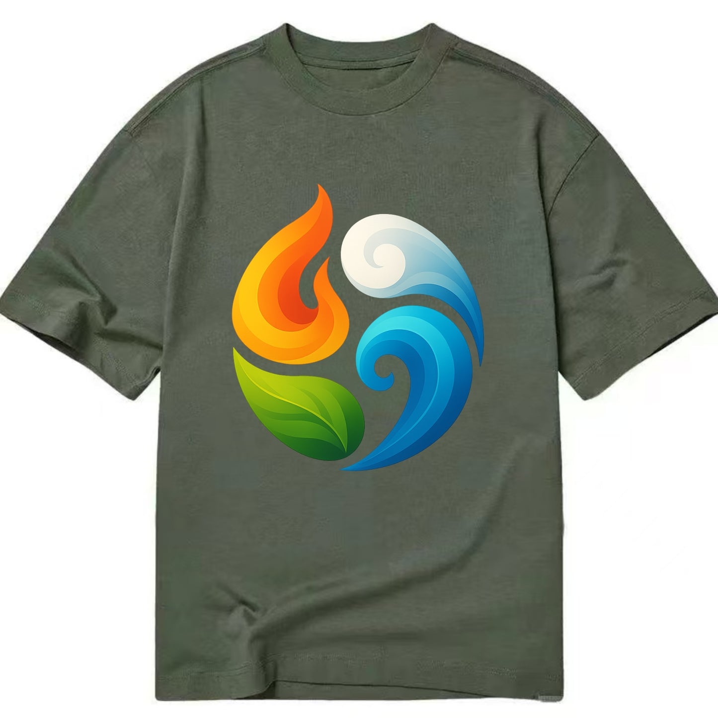 Four Elements Dance - Fire orange, water - Classic T-shirt - Army Green
